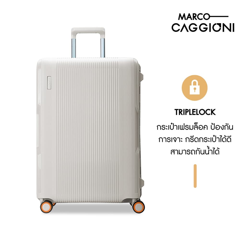 CAGGIONI รุ่น C22011-2D กระเป๋าเดินทางแบบโครง แข็งแรงทนทานด้วยวัสดุ PP พร้อมตัวล็อก 3 ตำแหน่ง TSA Lock ล้อคู่ลื่นไหล 360 องศา ดีไซน์ทรงเหลี่ยมจุของได้เยอะ https://lnwchill.com