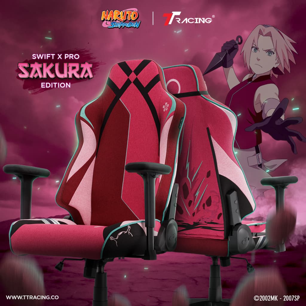 TTRacing รุ่น Swift X Pro Gaming Chair Sakura Edition เก้าอี้เกมมิ่งดีไซน์พิเศษสำหรับแฟนการ์ตูนนารูโตะ ปรับเอนได้ 135 องศา รองรับสรีระอย่างดีเยี่ยม https://lnwchill.com