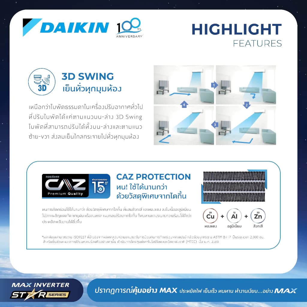 Daikin แอร์ไดกิ้น - MAX INVERTER (STAR KF SERIES) FTKF-Y 9000-24000 BTU https://lnwchill.com