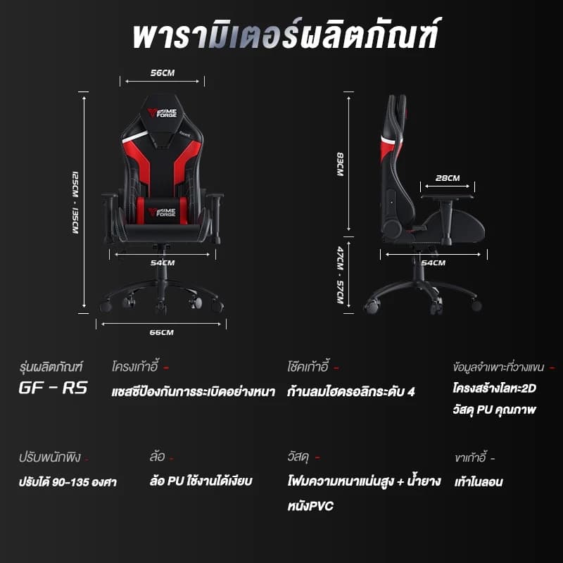 GAMEFORGE เก้าอี้เล่นเกม Gaming Chair รุ่น RacerX Series เก้าอี้สีแดง เก้าอี้สำนักงาน ราคาดี รับประกันอย่างเป็นทางการ 5 ปี https://lnwchill.com