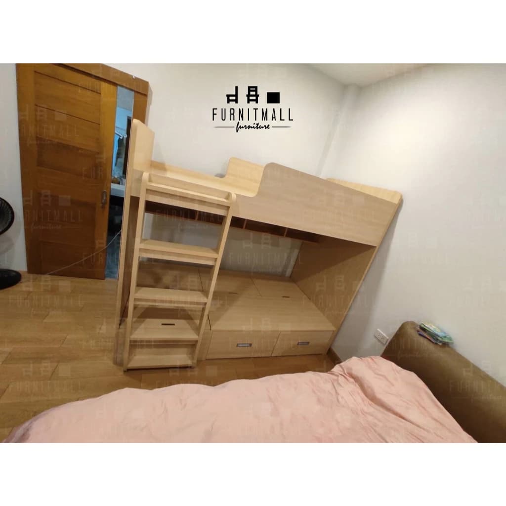เตียงสองชั้นไม้​ ขนาด​ 3.5ฟุต​ พร้อมลิ้นชัก https://lnwchill.com