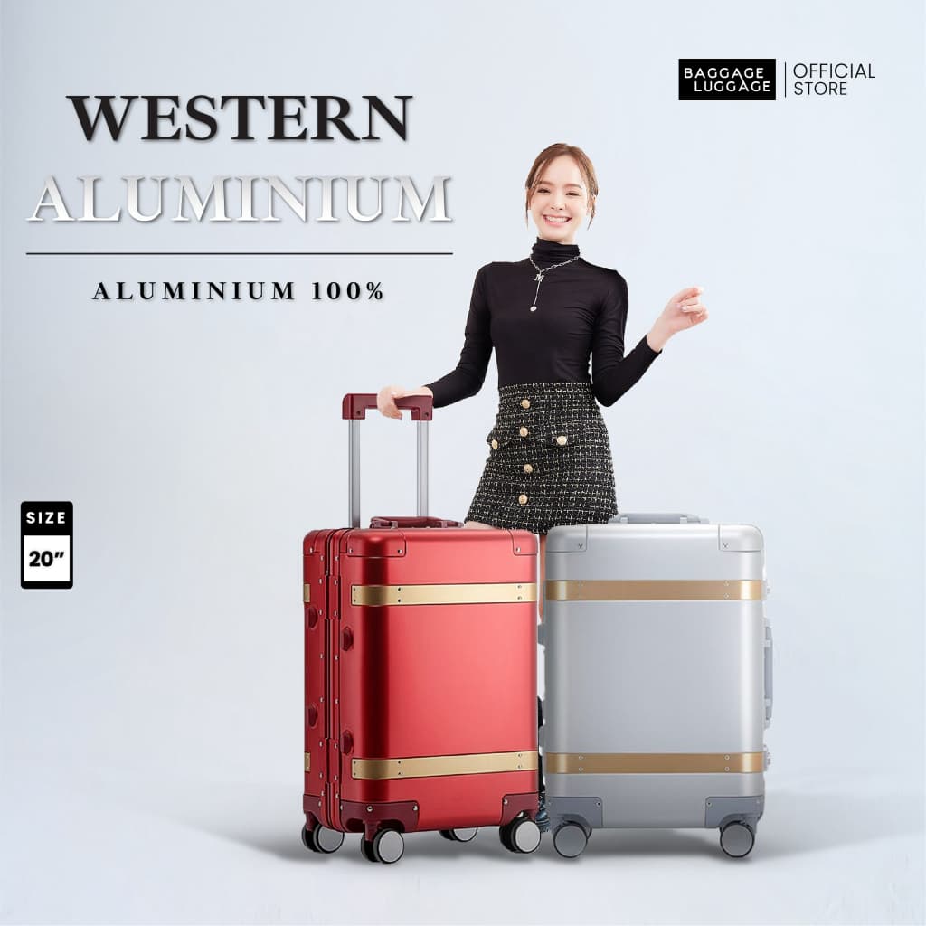 BAGGAGE LUGGAGE รุ่น WESTERN ALUMINIUM กระเป๋าเดินทางอลูมิเนียมแท้ 100% ขนาด 20 นิ้ว ดีไซน์เรียบหรู ทนทาน ล้อลากลื่น สำหรับนักเดินทางมีสไตล์ https://lnwchill.com