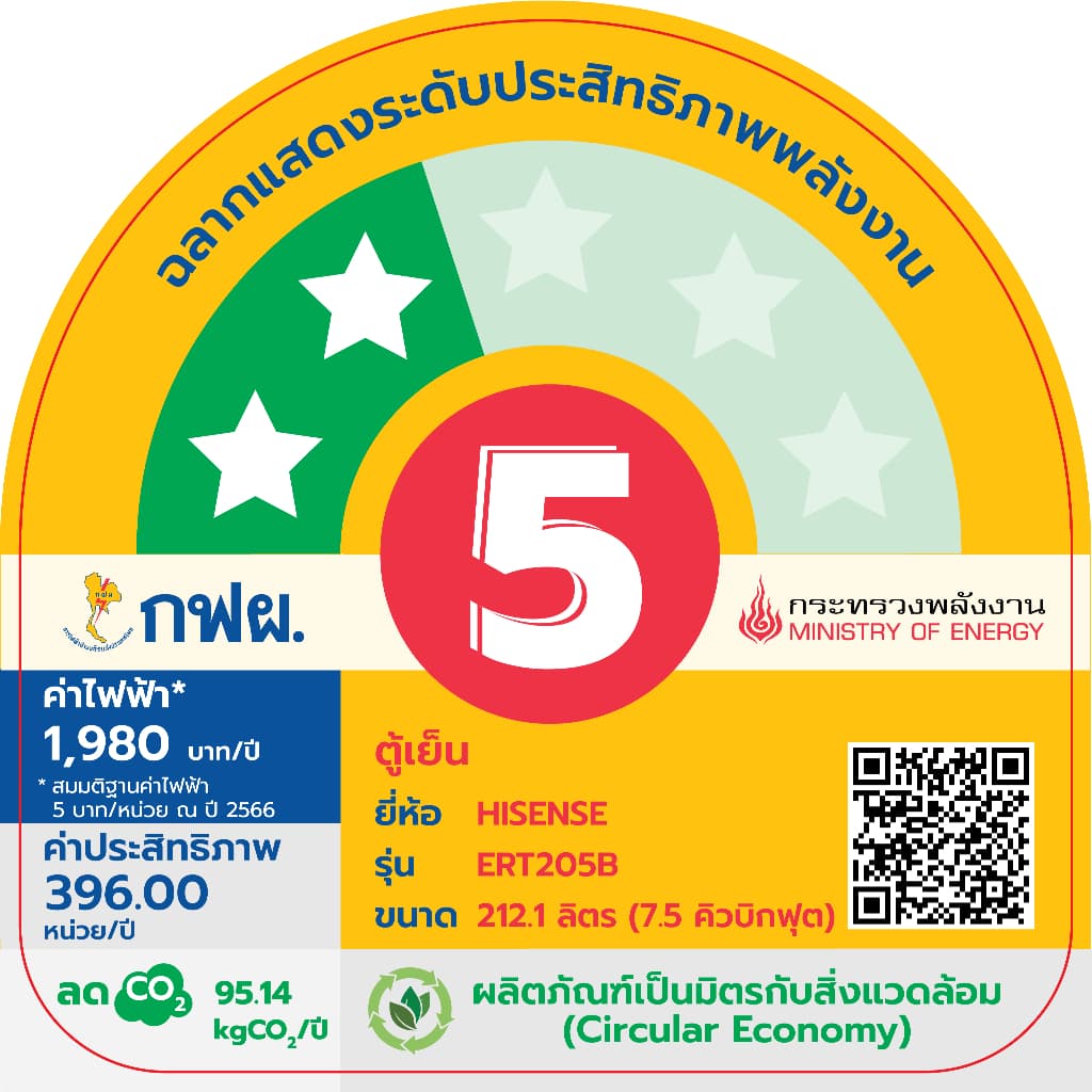 Hisense ERT205B ตู้เย็น 2 ประตู 7.5Q ระบบ Total No Frost และ Surround Cooling ดีไซน์สีเงินทันสมัย https://lnwchill.com