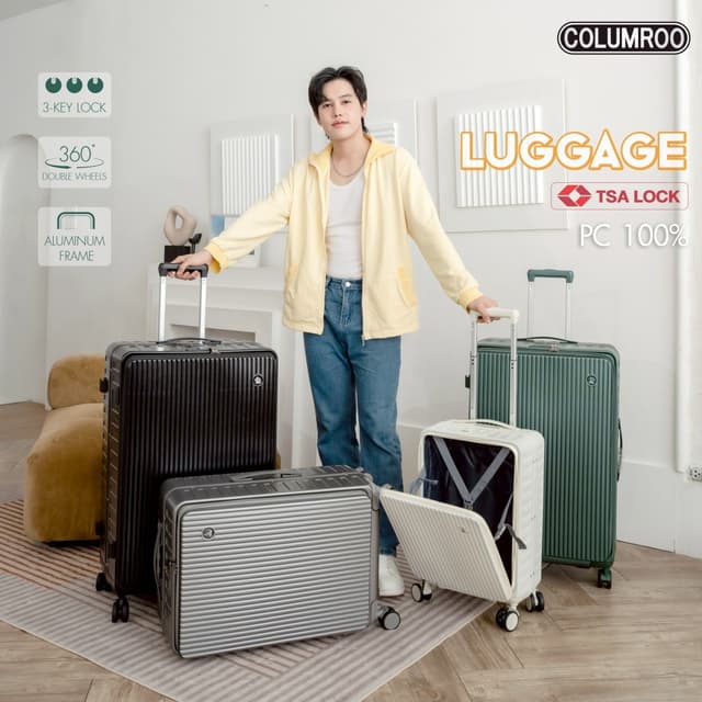 SUISSEWIN รุ่น CR90 กระเป๋าเดินทางเปิดหน้า PC 100% ระบบล็อค TSA ดีไซน์ทันสมัย หยิบของสะดวก คล่องตัวทุกการเดินทาง