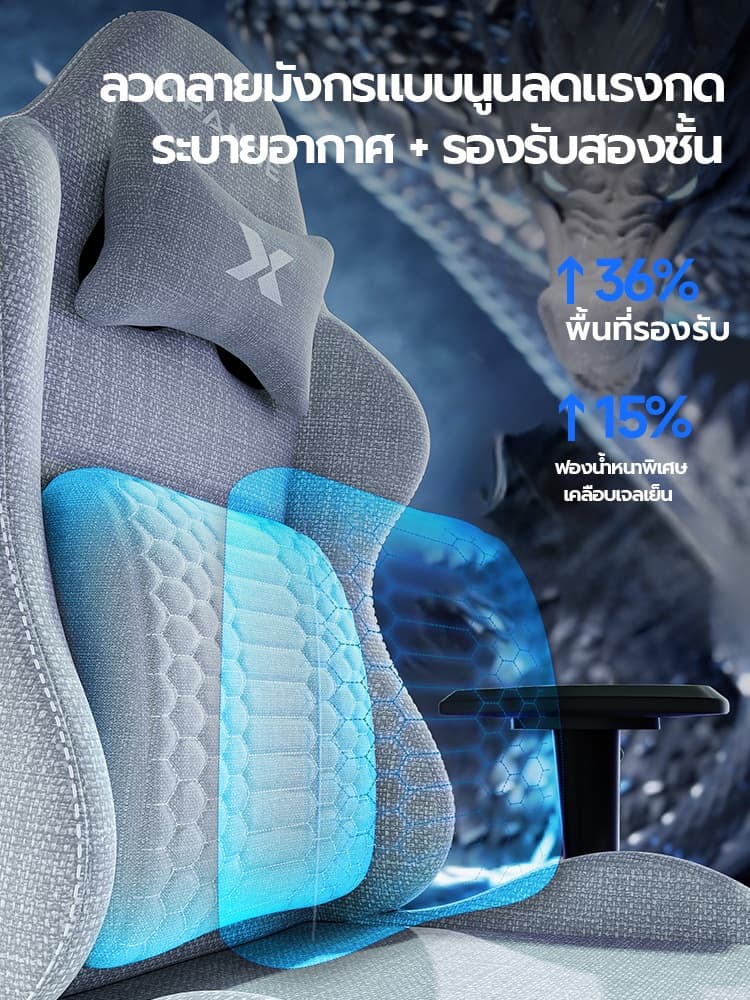 Xpanse รุ่น X-Flex เก้าอี้เกมมิ่ง ปรับรอบเอวอัตโนมัติ รองรับหลังกว้าง ลายมังกรนูน นั่งสบายคลายปวดหลังเพื่อสุขภาพที่ดีในการเล่นเกมและการทำงานระยะยาว https://lnwchill.com