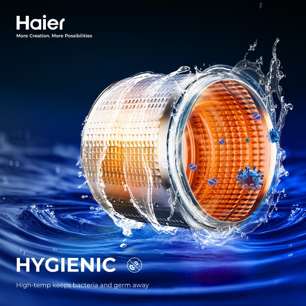 Haier รุ่น HW80-BP1439S8 เครื่องซักผ้าฝาหน้าอัตโนมัติ อินเวอร์เตอร์ ความจุ 8 kg ถังซักดีไซน์ถนอมผ้าประหยัดพลังงานมาตรฐาน มอก https://lnwchill.com
