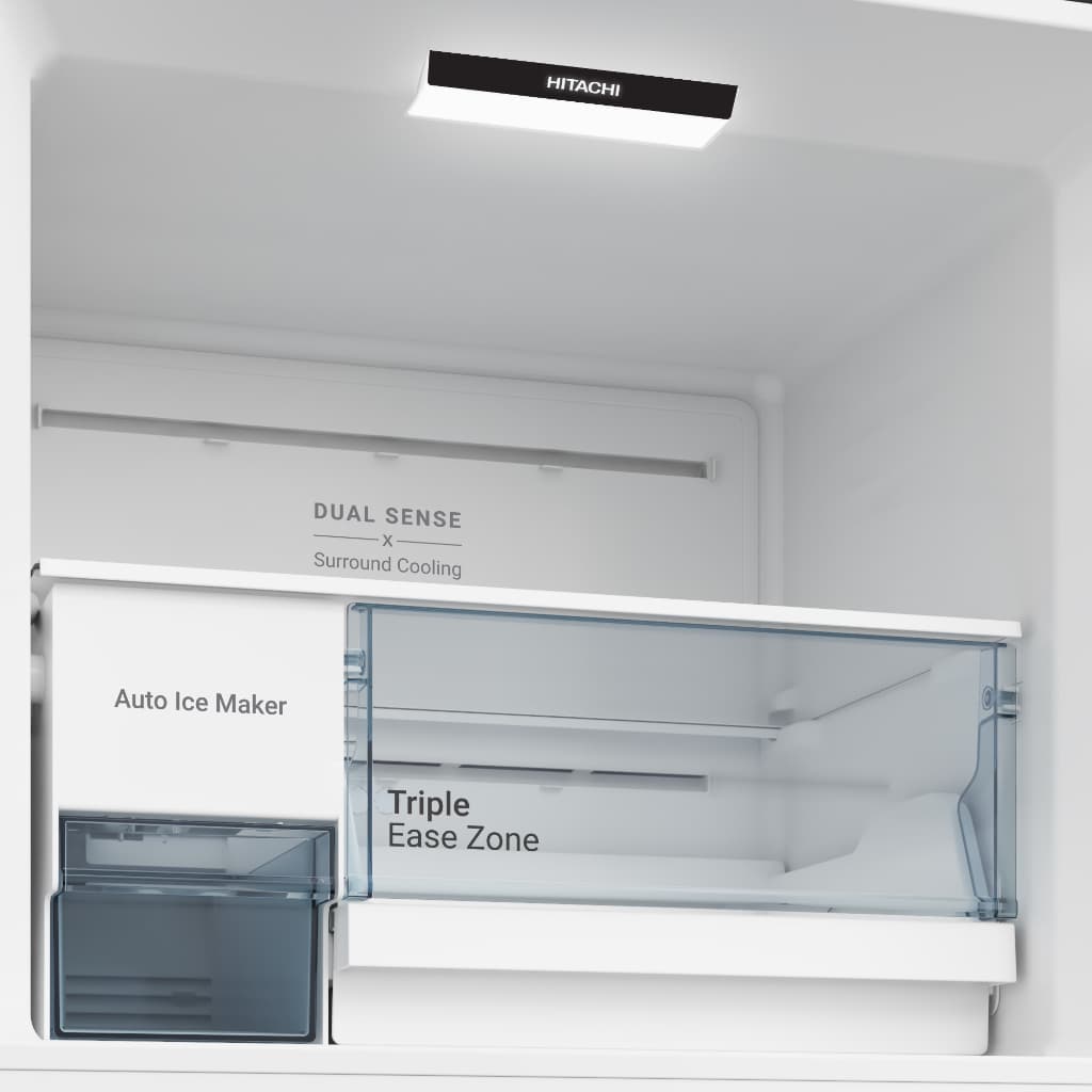 Hitachi HRTN6443SAMGWTH ตู้เย็น 2 ประตู 14.4 คิว Grand Carbon Line สีกระจกสีขาว Dual Sense Surround Cooling พร้อม Selectable Zone ปรับเปลี่ยนโหมดแช่ได้ตามใจ https://lnwchill.com