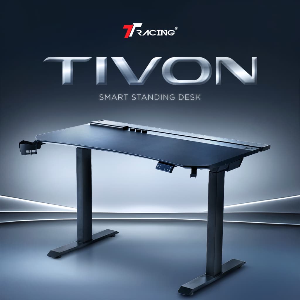 TTRacing รุ่น Tivon โต๊ะปรับระดับไฟฟ้า Smart Standing Desk มอเตอร์คู่ 3 ขนาด 2 สี ดีไซน์มินิมอล ปรับสมดุลตามหลักสรีรศาสตร์เพื่อสุขภาพการทำงานที่ยั่งยืน https://lnwchill.com