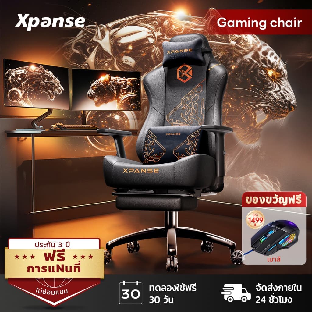 XPANSE รุ่น XSPARK เก้าอี้เกมมิ่ง Ergonomic รองรับเอวปรับแขน Tiger นั่งสบายเพื่อสุขภาพและการทำงานที่ยาวนาน https://lnwchill.com