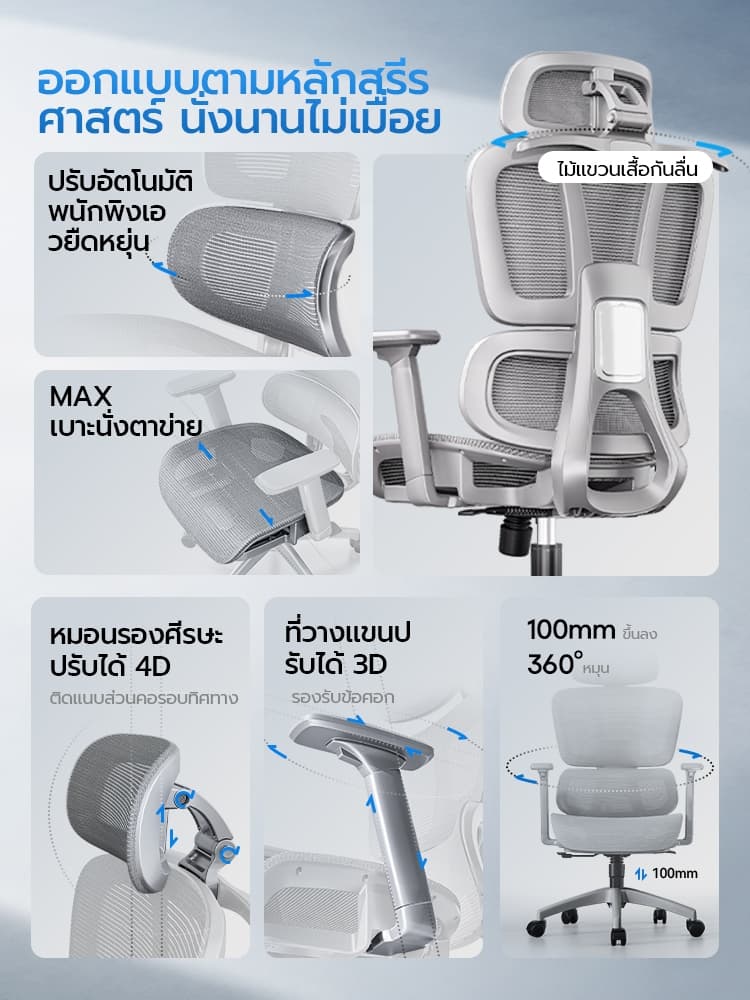 Xpanse รุ่น LS996 เก้าอี้สุขภาพ Ergonomic พนักพิงตาข่ายระบายอากาศ ที่รองหลังยืดหยุ่นปรับ 4D ได้รอบทิศทางเพื่อความสบายในการทำงานระยะยาว https://lnwchill.com