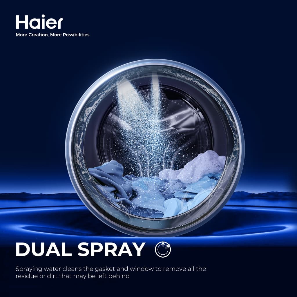 Haier รุ่น HW105-BP1029AS6 เครื่องซักผ้าฝาหน้าอินเวอร์เตอร์ 10.5 kg สี Starry Silver ซักสะอาดถนอมผ้ากำจัดแบคทีเรียด้วยพลังไอน้ำ https://lnwchill.com