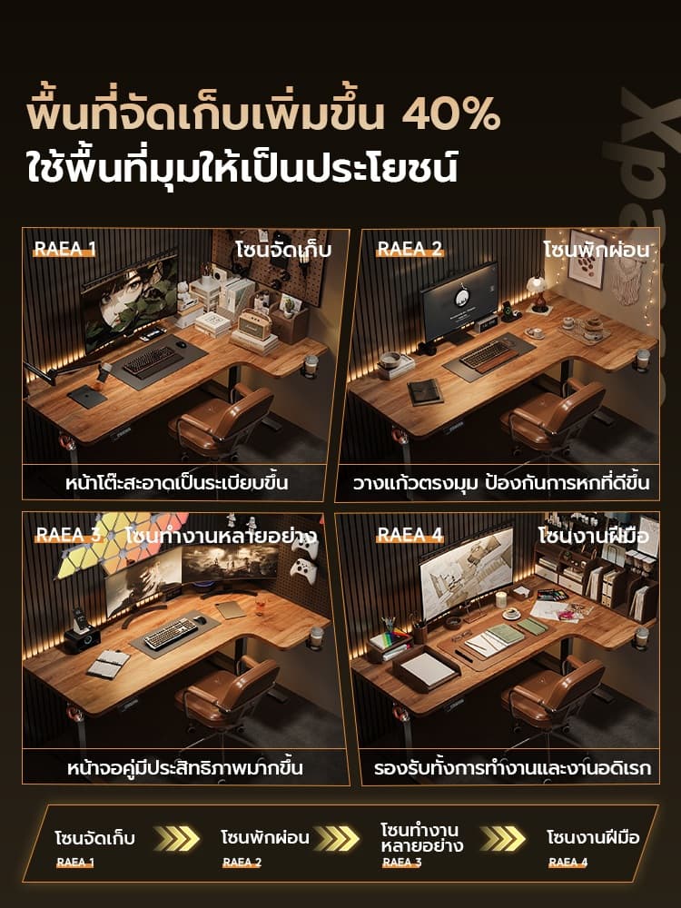 XPANSE รุ่น XP-L-ELECTRIC โต๊ะปรับระดับไฟฟ้า รูปตัว L เข้ามุมได้ 2 ฝั่ง จดจำ 4 ระดับ ไม้แข็งเป็นมิตรต่อสิ่งแวดล้อมเพื่อสุขภาพและพื้นที่ทำงานที่กว้างขึ้น https://lnwchill.com