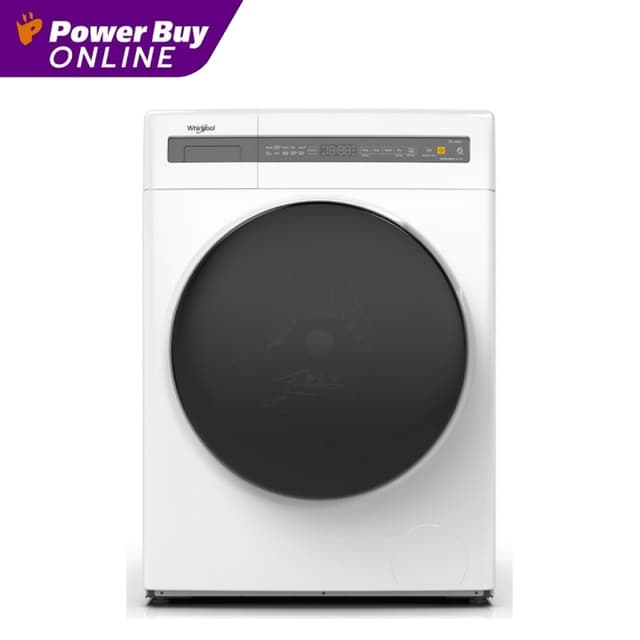 WHIRLPOOL รุ่น WWEB8502OW เครื่องซักผ้าและอบผ้าฝาหน้า 8/5 kg พร้อมขาตั้ง ระบบ Inverter เป่าลมร้อนถนอมผ้า ประหยัดพื้นที่ ซักสะอาดอบแห้งไวในเครื่องเดียว