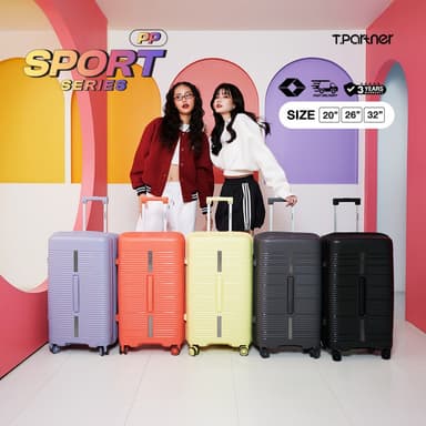 Tpartner รุ่น Sport PP กระเป๋าเดินทางดีไซน์ทรงถัง วัสดุ PP 100% แข็งแรง ยืดหยุ่น พร้อมระบบซิปล็อก 2 ชั้น TSA Lock และล้อคู่คุณภาพสูง