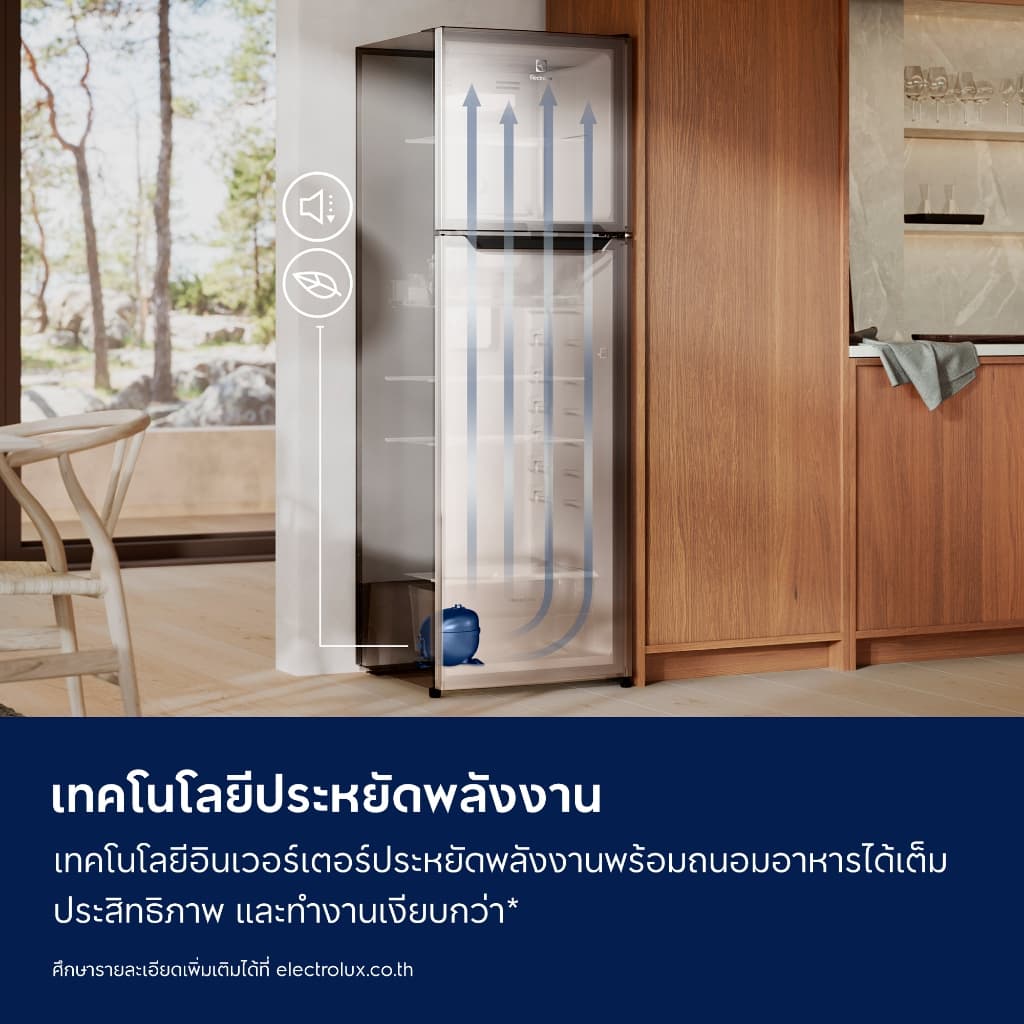 Electrolux รุ่น ETM2500A-A ตู้เย็น 2 ประตู 8.7 คิว อินเวอร์เตอร์ สีเงิน ประหยัดไฟเบอร์ 5 ห้าดาว ช่องแช่แข็งบน เย็นจัดทั่วถึง ดีไซน์หรูหราทันสมัย https://lnwchill.com