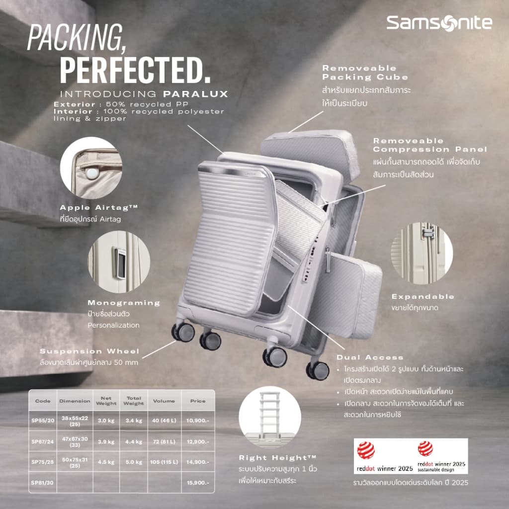 SAMSONITE รุ่น PARALUX HS 67/24 EXP กระเป๋าเดินทาง 24 นิ้ว DUAL ACCESS นวัตกรรมเปิดได้สองทางเพื่อความสะดวกสูงสุดในการใช้งาน https://lnwchill.com