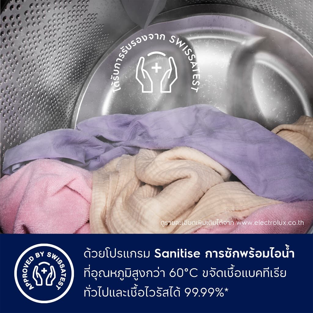 Electrolux รุ่น EWF1023P5WC เครื่องซักผ้าฝาหน้า 10 กิโลกรัม สีขาว เทคโนโลยี UltraMix ถนอมสีผ้าและขจัดสารก่อภูมิแพ้ด้วยไอน้ำ ประหยัดพลังงานระดับเบอร์ 5 https://lnwchill.com