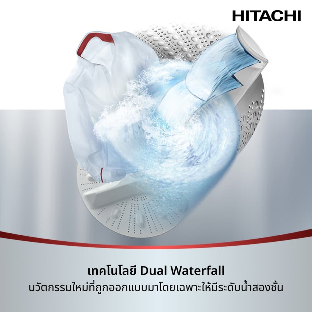 HITACHI LTL H3MVW0T GG เครื่องซักผ้าฝาบน 13.5 กก. ระบบ Inverter Dual Waterfall ประหยัดไฟเบอร์ 5 ห้าดาว ซักสะอาดทั่วถึงและถนอมผ้าด้วยเทคโนโลยีทันสมัยลดการพันของผ้า https://lnwchill.com