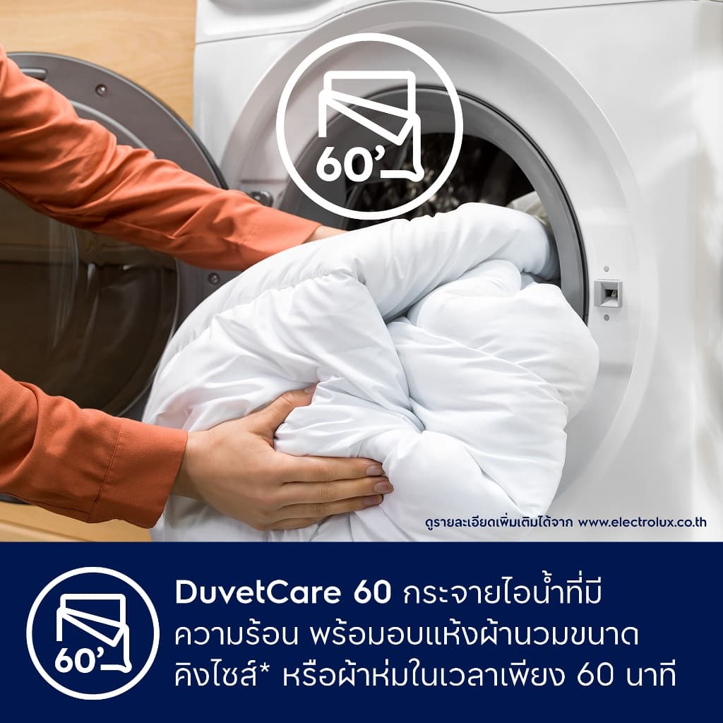 ELECTROLUX รุ่น EWW1343R7SC เครื่องซักอบผ้าฝาหน้า ความจุซัก 13 กก อบ 9 กก สีเทาเข้ม เทคโนโลยี UltimateCare 700 ถนอมผ้าและกำจัดเชื้อโรคได้ดีเยี่ยม https://lnwchill.com