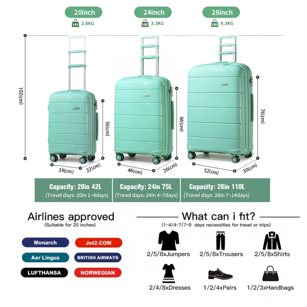 Siam Choice รุ่น 2092 กระเป๋าเดินทาง PP 8 ล้อ ระบบซิป YKK พร้อม TSA Lock น้ำหนักเบา ทนทาน กันกระแทก และกันน้ำได้ดี https://lnwchill.com