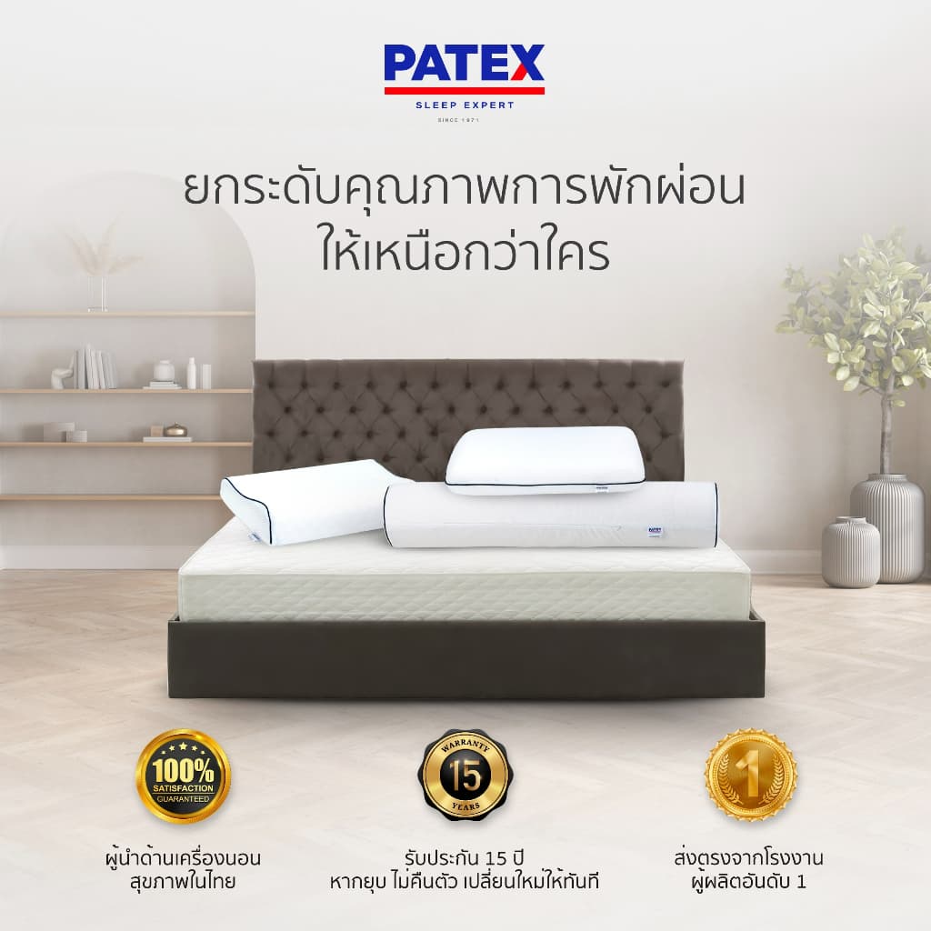PATEX รุ่น Healthy Back Support (D110) ที่นอนยางพาราแท้ 100% ขนาด 3.5, 5, 6 ฟุต แก้ปวดหลังด้วยเทคโนโลยี 7-Body Zone https://lnwchill.com