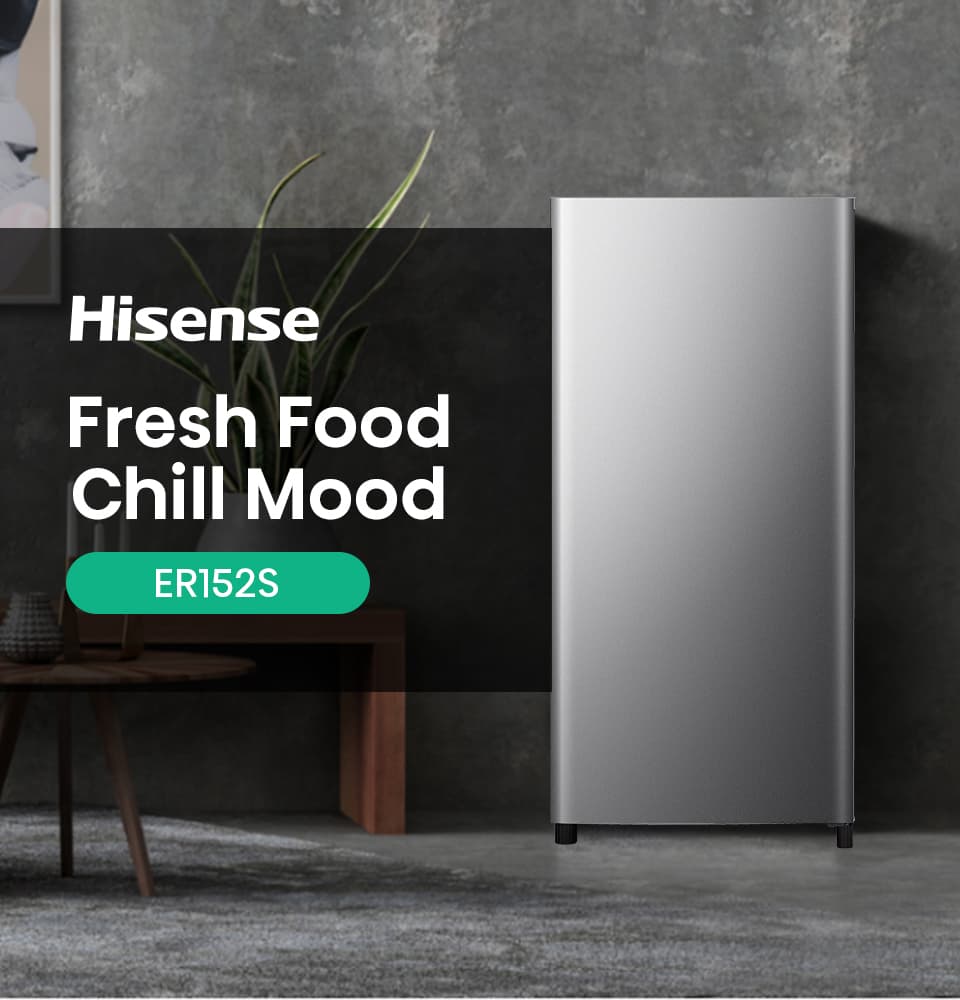 Hisense ER152S ตู้เย็น 1 ประตู 5.5 คิว 155 ลิตร ดีไซน์ Silver เย็นจัดประหยัดไฟ จุของสะใจ พื้นที่จัดเก็บกว้างขวาง ตอบโจทย์หอพักและคอนโด https://lnwchill.com