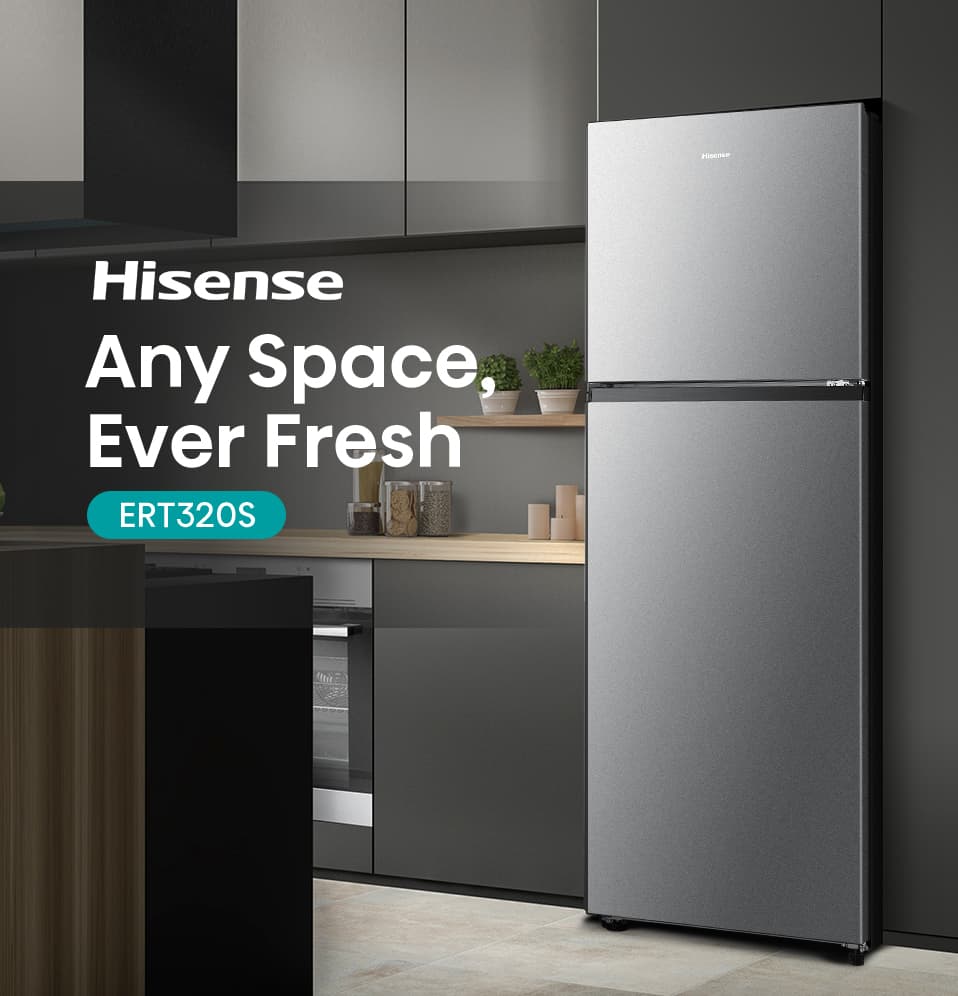 Hisense รุ่น ERT320S ตู้เย็น 2 ประตู 11.5Q Total No Frost Surround Cooling เย็นเร็วทั่วถึง ประหยัดไฟเบอร์ 5 https://lnwchill.com