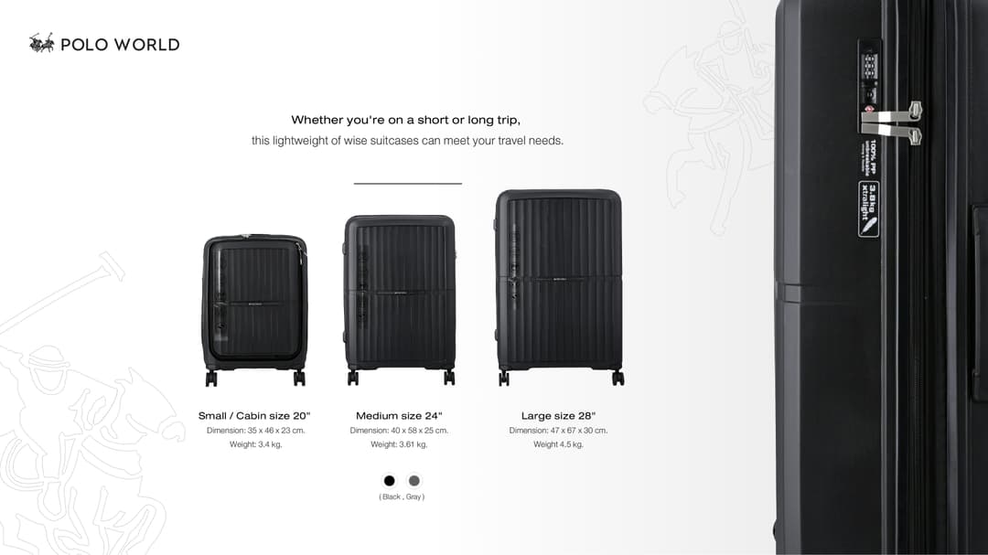 POLO WORLD รุ่น PW418 Wisely Tanker Hardcase Luggage กระเป๋าเดินทางล้อลากวัสดุ PP แข็งแรงทนทาน พร้อมระบบ TSA Lock รับประกัน 2 ปี https://lnwchill.com