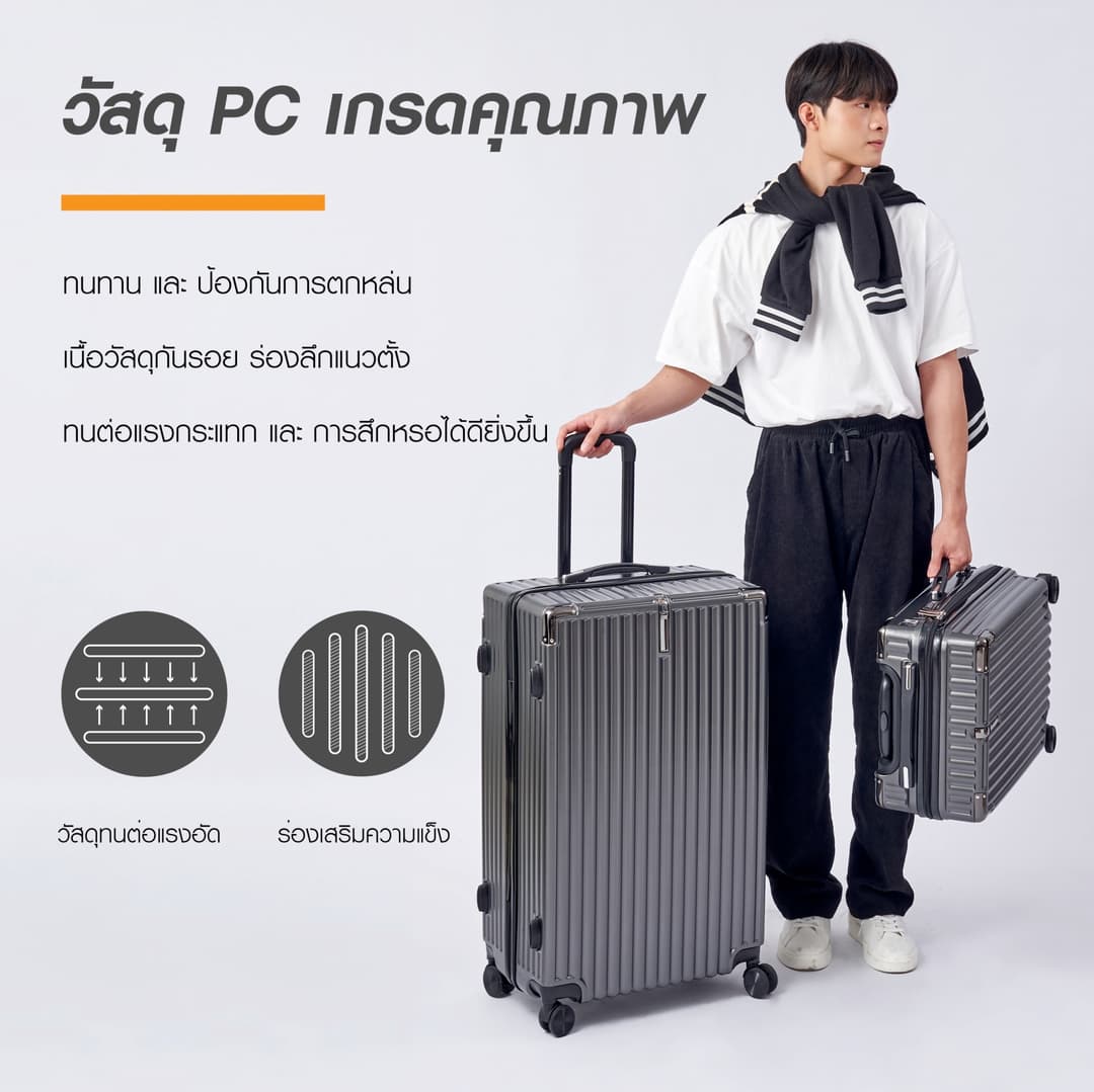 SUISSEWIN รุ่น T050+X15 เซ็ตคู่กระเป๋าเดินทางล้อลาก 20/24/28 นิ้ว พร้อมกระเป๋าถือ 14 นิ้ว วัสดุ ABS+PC แข็งแรง ทนทาน https://lnwchill.com