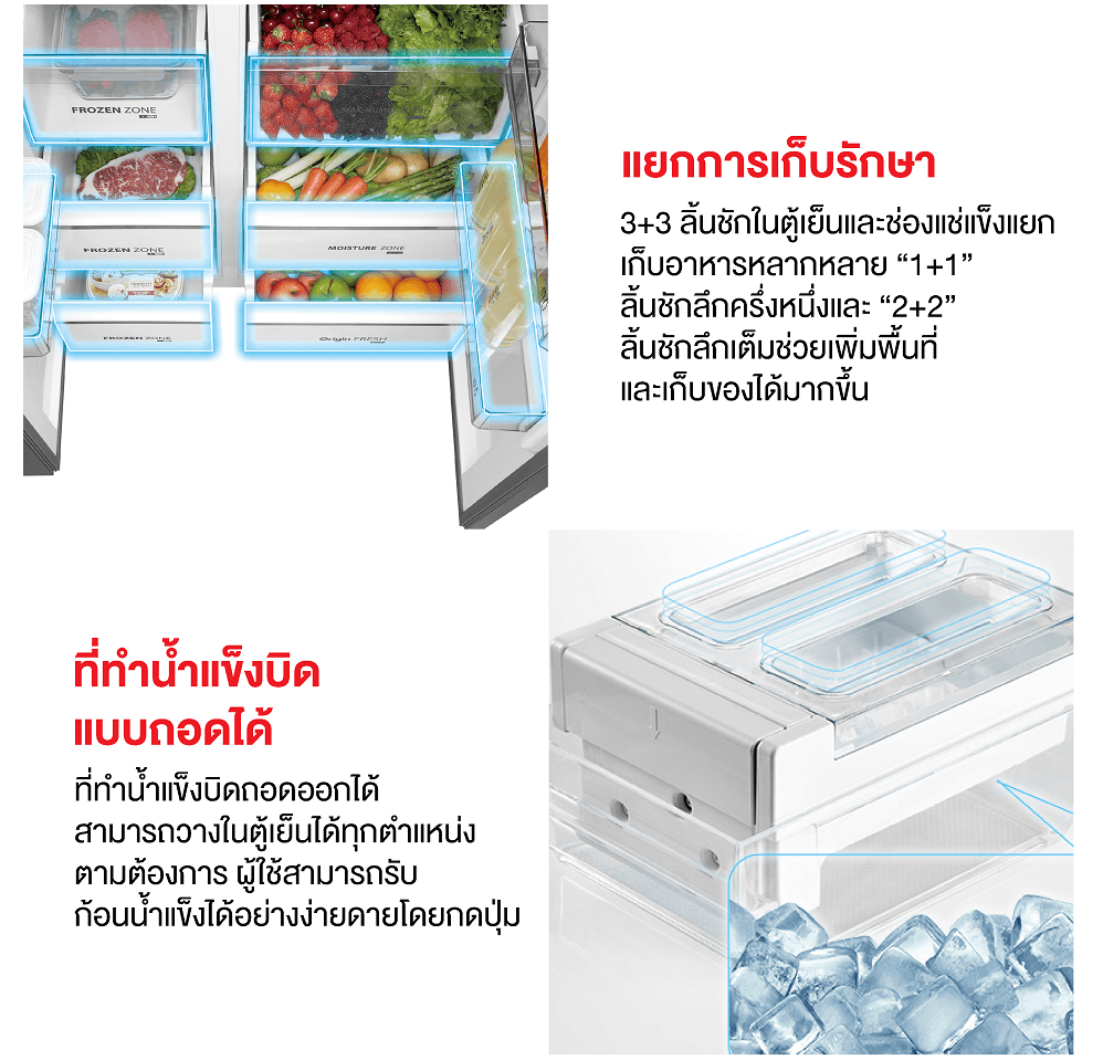 TOSHIBA GR-RS780WI-PGT(22) ตู้เย็น 2 ประตู Side by Side 20.6 คิว Inverter ดีไซน์หรู เชื่อมต่อสมาร์ทโฟน https://lnwchill.com
