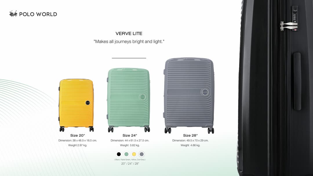 POLO WORLD รุ่น PW413N Verve Lite กระเป๋าเดินทาง Hard Case ระบบล็อค TSA วัสดุ Polypropylene (PP) ทนทานพิเศษ ขยายข้างได้ https://lnwchill.com