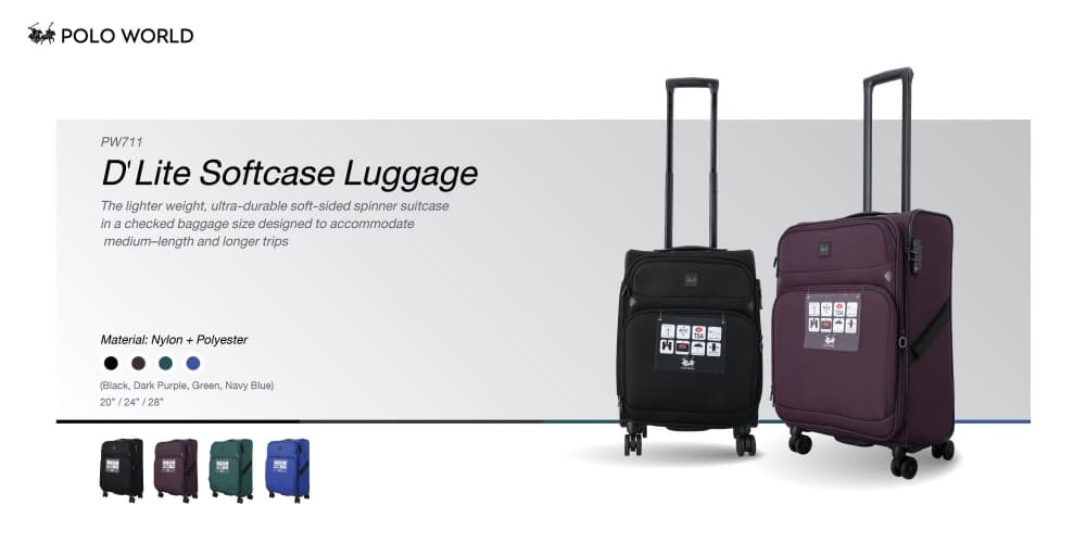 POLO WORLD รุ่น PW711 D'Lite Softcase Luggage กระเป๋าเดินทางผ้า น้ำหนักเบา ล้อลาก 360 องศา พร้อมระบบล็อค TSA เพื่อความปลอดภัยสูงสุด https://lnwchill.com
