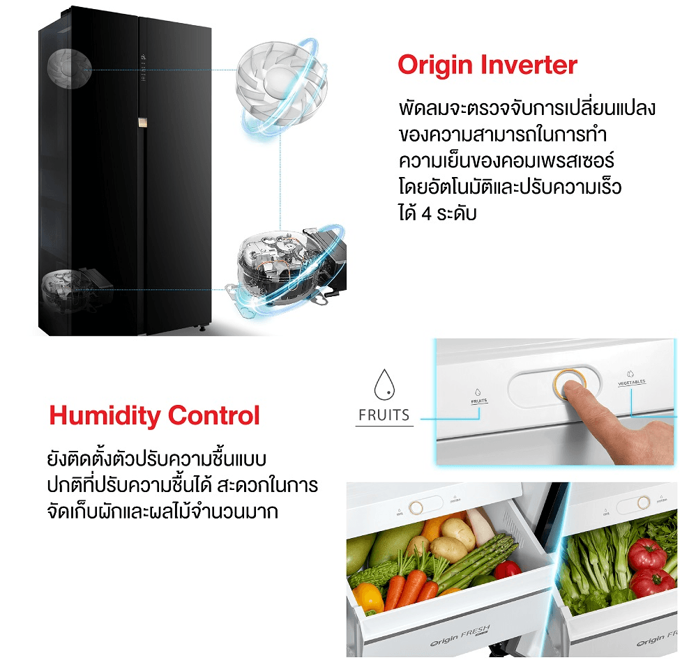 TOSHIBA GR-RS780WI-PGT(22) ตู้เย็น 2 ประตู Side by Side 20.6 คิว Inverter ดีไซน์หรู เชื่อมต่อสมาร์ทโฟน https://lnwchill.com