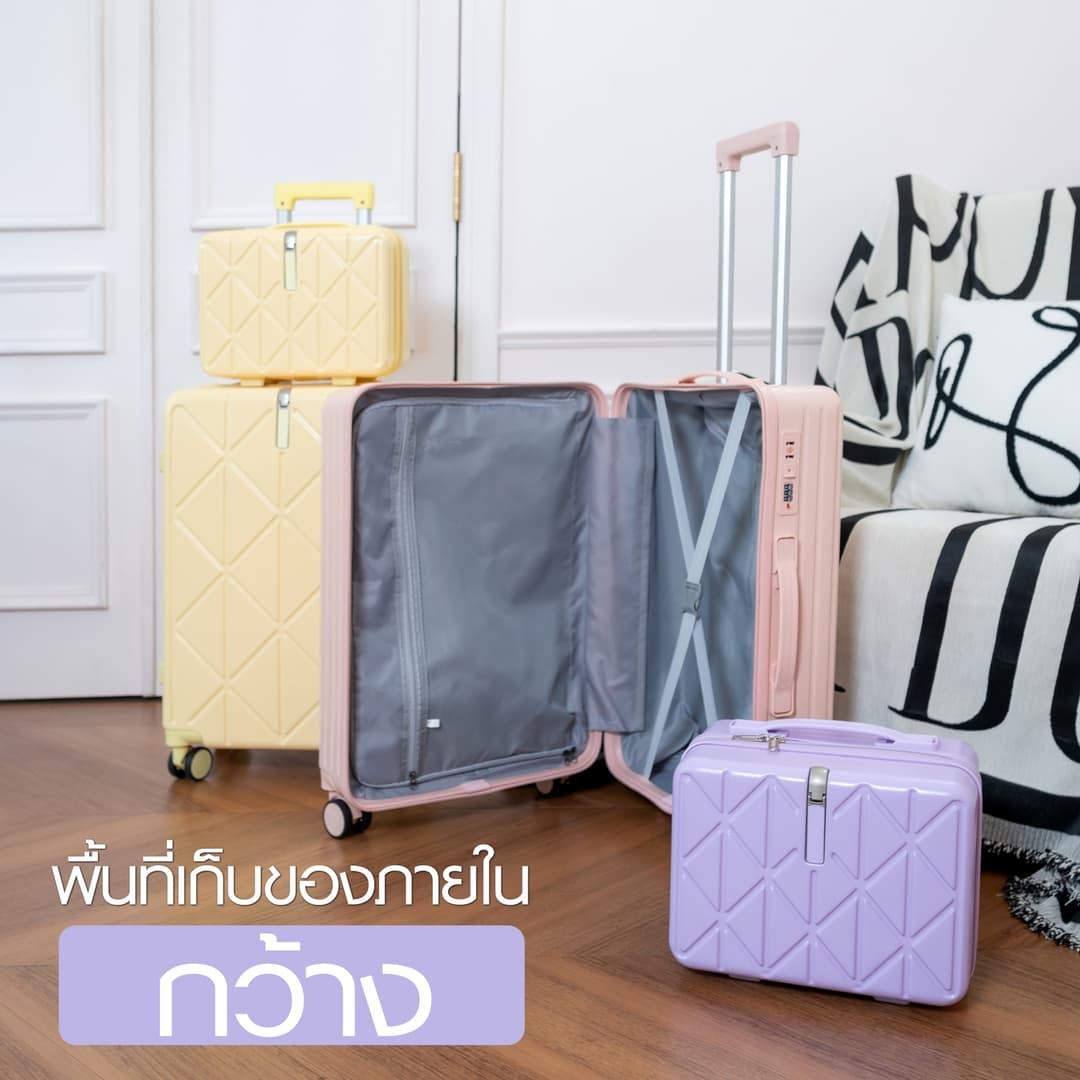 suissewin รุ่น BF11 กระเป๋าเดินทางล้อลาก เฟรมซิป ABS+PC สีสันสดใส มีตะขอห้อยสัมภาระ https://lnwchill.com