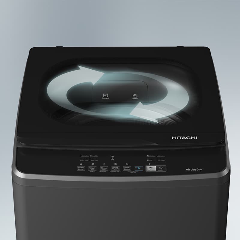 HITACHI รุ่น LTL 08M00 GG เครื่องซักผ้าฝาบน 8 กก Smart Wash สี Graphite Gray ประหยัดไฟเบอร์ 5 ถังซักสแตนเลสทนทาน ซักสะอาดถนอมผ้าแห้งเร็วด้วยระบบลมเป่า https://lnwchill.com