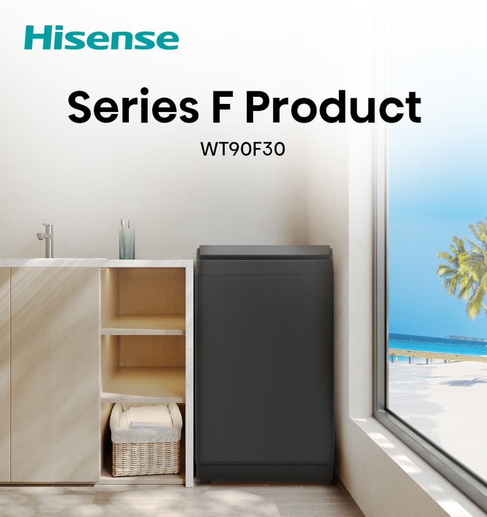 HISENSE เครื่องซักผ้าฝาบน รุ่น WT90F30 ความจุ 9 กิโลกรัม สีดำ ดีไซน์พรีเมียมด้วยฝากระจกทนทาน พร้อม 10 โปรแกรมซักอัจฉริยะ ตอบโจทย์ทุกการซักผ้าอย่างมืออาชีพ https://lnwchill.com