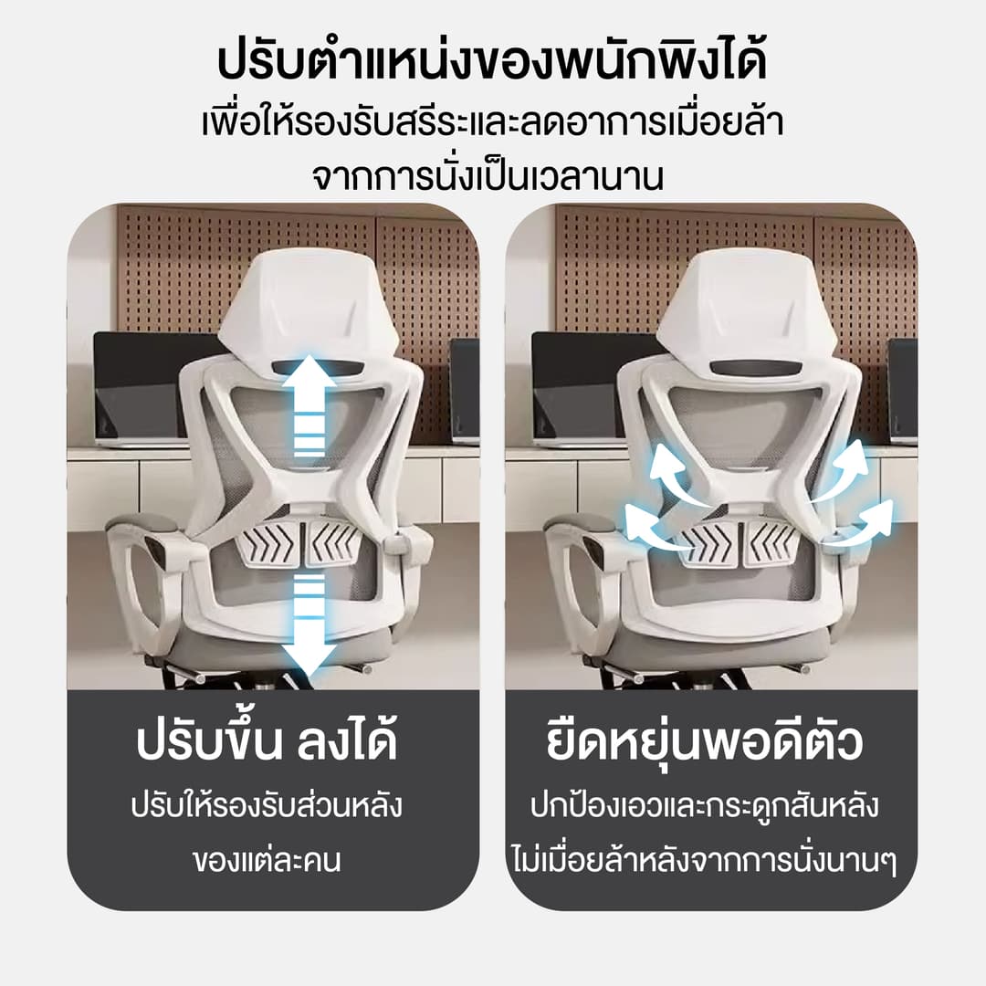 Elife รุ่น E-Chair80 เก้าอี้ Ergonomic ผ้าตาข่ายระบายอากาศ ปรับเอน 150 องศา รองรับน้ำหนัก 300 กก. เพื่อสุขภาพและการทำงาน https://lnwchill.com