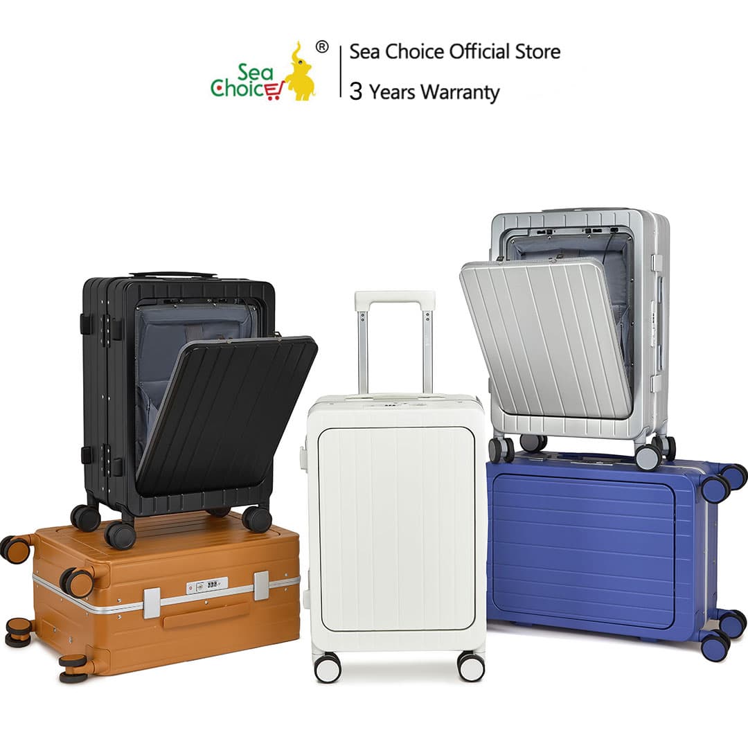 SiamChoice รุ่น Sea Choice กระเป๋าเดินทาง 20 นิ้ว เปิดหน้าได้พร้อมช่องใส่แล็ปท็อป โครงอะลูมิเนียม พอร์ต USB และที่วางแก้ว ตอบโจทย์ทุกการเดินทาง https://lnwchill.com