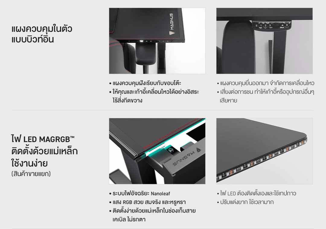 Secretlab รุ่น MAGNUS Pro Pure White XL โต๊ะคอมปรับระดับไฟฟ้าขนาด 1.7 เมตร สีขาว มาพร้อมคุณสมบัติเด่นในการเป็นโต๊ะทำงานตัวแรกของโลกที่มีการจ่ายไฟในตัวขาโต๊ะ ช่วยให้การจัดเก็บ https://lnwchill.com
