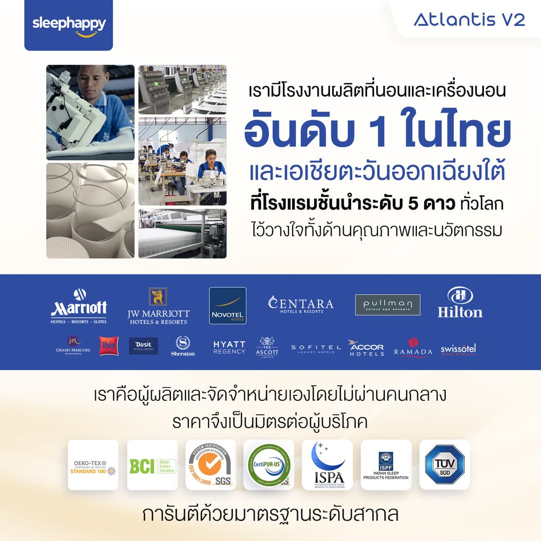 SleepHappy รุ่น Atlantis V2 ที่นอนยางพาราและพ็อกเก็ตสปริง 5 ฟุต ผสานชาโคลโฟม นุ่มเด้ง ลดปวดหลัง https://lnwchill.com