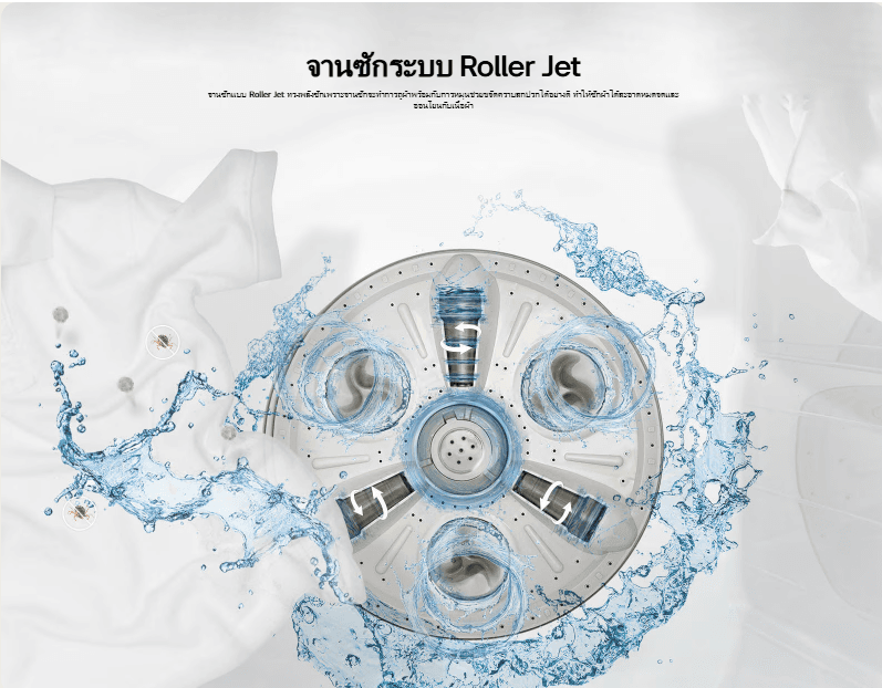 LG เครื่องซักผ้า 2 ถัง รุ่น TT10NARG ระบบ Roller Jet ซัก 10 กก. ประสิทธิภาพการซักสูงถนอมผ้ากำจัดคราบฝังลึกด้วยจานซักทรงพลังประหยัดเวลาและพลังงาน https://lnwchill.com