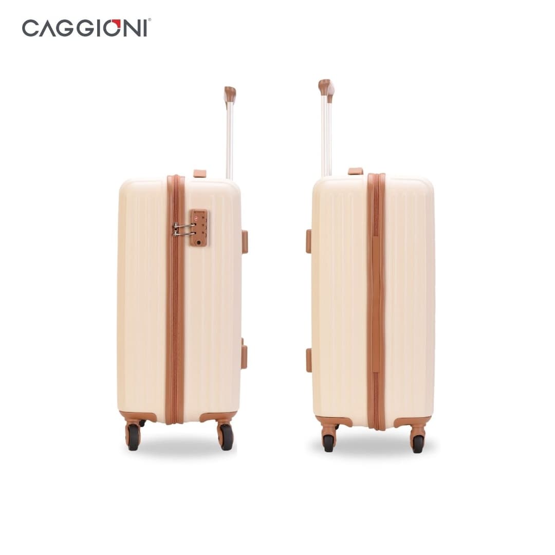 Caggioni รุ่น Classic 65026 กระเป๋าเดินทาง ABS ขนาด 20 นิ้ว สีครีม โครงสร้างเบาพิเศษ ดีไซน์ทันสมัย จดจำง่าย https://lnwchill.com