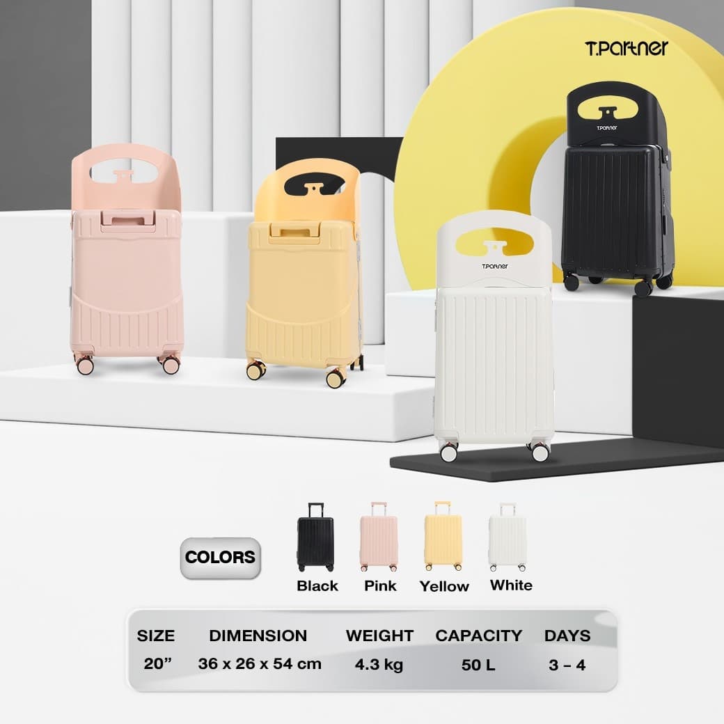 Tpartner รุ่น Junior กระเป๋าเดินทางเฟรมอลูมิเนียมนั่งได้ ขนาด 20 นิ้ว เพิ่มความสุขให้ทุกการเดินทางของครอบครัว https://lnwchill.com