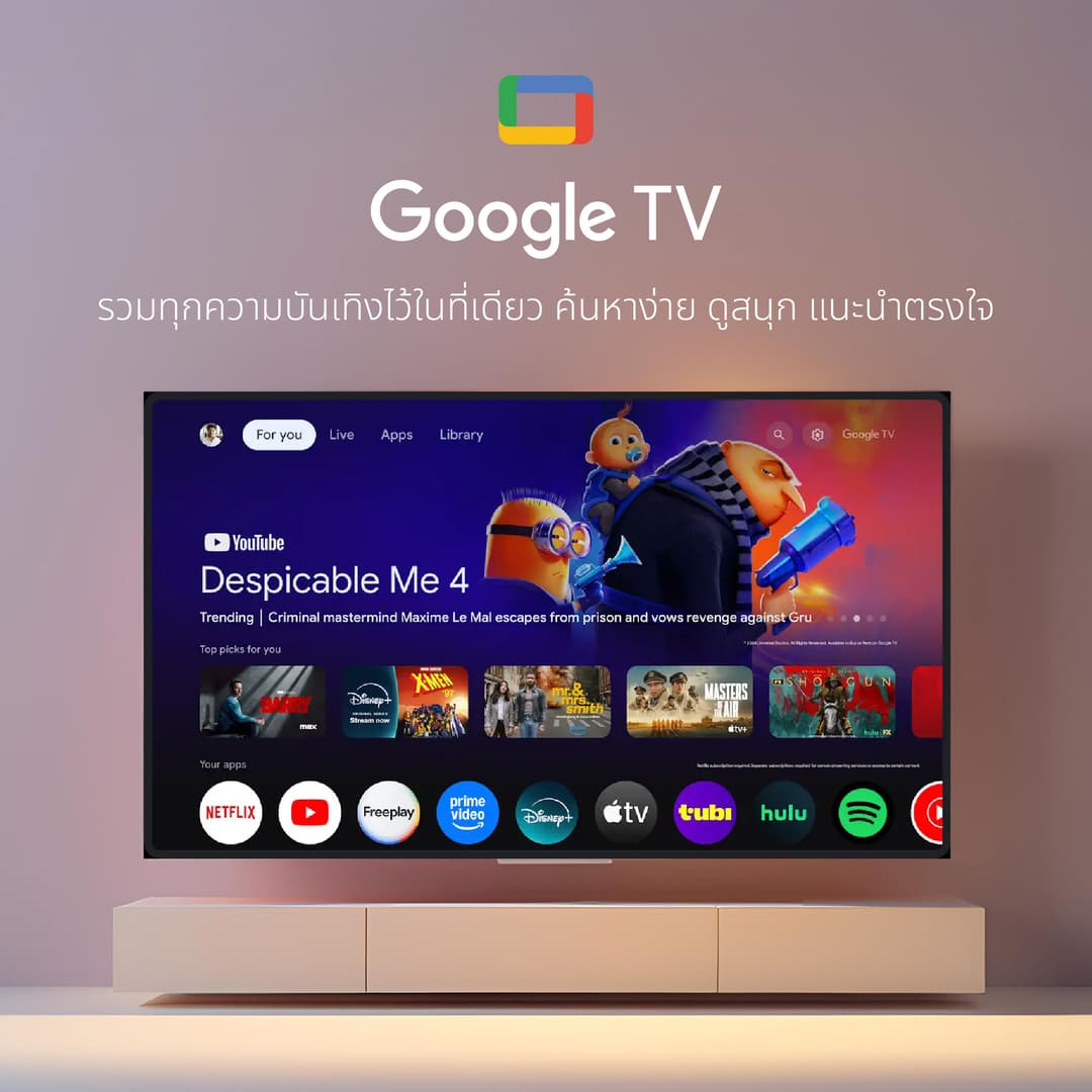 ACONATIC รุ่น 55US700AN สมาร์ททีวี Google TV 55 นิ้ว ความละเอียด UHD 4K จอไร้ขอบ Frameless Design พร้อม Voice Control รับประกัน 3 ปี https://lnwchill.com