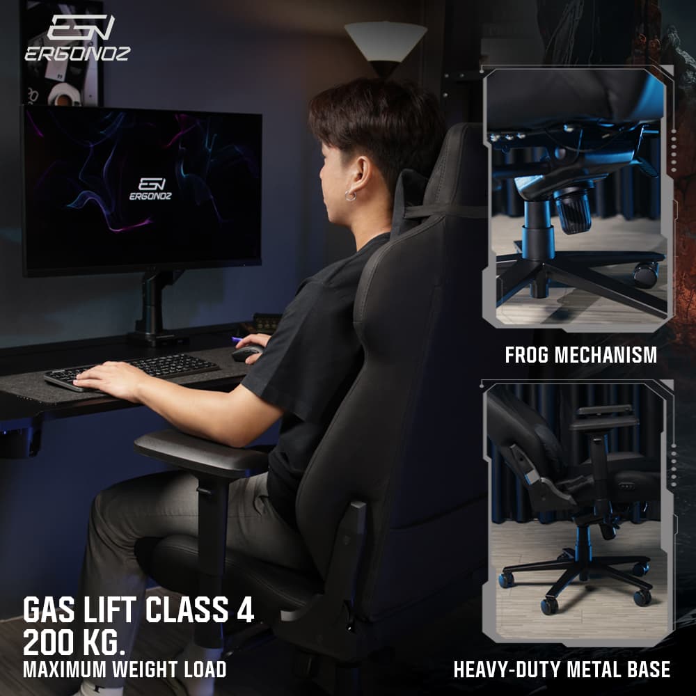 ERGONOZ รุ่น EGN-INTEGRA เก้าอี้เกมมิ่งพรีเมียม วัสดุผ้ากำมะหยี่และหนังไฮบริด รองรับน้ำหนัก 200 กก พร้อมระบบนวดและปรับอุณหภูมิอัจฉริยะเพื่อความสบายสูงสุดในการทำงานและเล่นเกม https://lnwchill.com