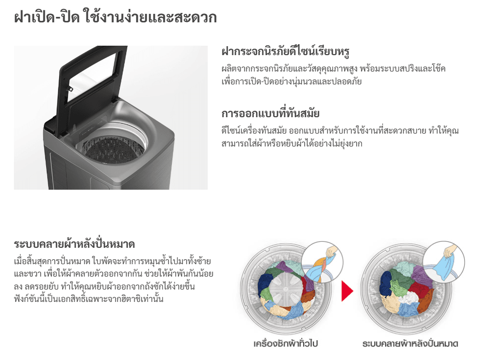 HITACHI รุ่น SF-170ZCV SS เครื่องซักผ้าฝาบน 17กก. อินเวอร์เตอร์ ระบบทำความร้อนในตัว ซักสะอาดลึกกำจัดแบคทีเรียและกลิ่นอับถนอมผ้าเพื่อสุขอนามัย https://lnwchill.com