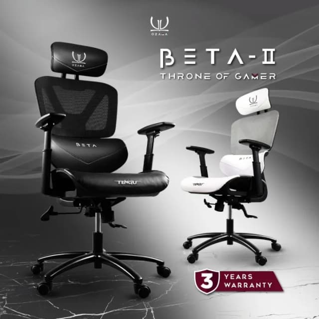 OZAMA Official รุ่น BETA II ประสานความสบาย"เก้าอี้สุขภาพ" ในแบบ "เก้าอี้เกมมิ่ง" I ออกแบบตามหลัก Ergonomics Chair พร้อมฟังก์ชัน ปรับเอนนอน 135 องศา ปรับแขน 3D และการรับน้ำหนัก 180 กก. Gaming Chiar By Tengu Gaming Gears