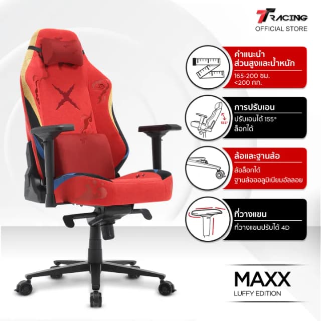 TTRacing Maxx Luffy Edition Gaming Chair Seat เก้าอี้เกมมิ่งเพื่อสุขภาพ Ergonomic E-Sport นุ่มสบาย ตามหลักสรีระศาสตร์ เก้าอี้เบาะ นุ่ม เกรดพรีเมี่ยม