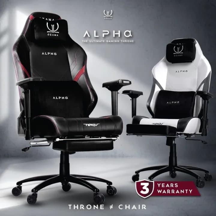 Tengu OZAMA รุ่น ALPHA เก้าอี้สีขาว เก้าอี้สีดำ "เก้าอี้เกมมิ่ง" Gaming Chair by Gaming Gears E-Sport รับน้ำหนัก 180 kg. ปรับแขน 4D https://lnwchill.com